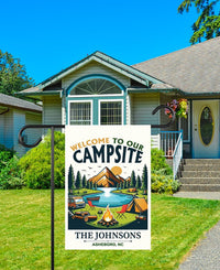 Personalized Campsite Garden Flag, 12x18 Inch Double Sided Yard Flag, Custom Family Decor, RV Camper Welcome Sign, Gift for Family