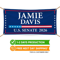 Jamie Davis For Louisiana U.S. Senate Banner Sign, 13 oz Waterproof US Senate Election 2026, Democrate Vinyl Banner With Metal Grommets