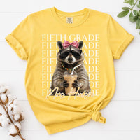 Personalized Fifth Grade Teacher Shirt, Custom Teacher Name Tee, Coffee Raccoon Top, Back to School Outfit, Educator Gift