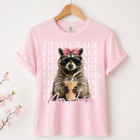 Personalized Fifth Grade Teacher Shirt, Custom Teacher Name Tee, Coffee Raccoon Top, Back to School Outfit, Educator Gift