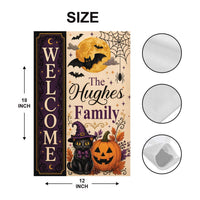 Personalized Halloween Garden Flag, 12x18 Double Sided Yard Flag, Spooky Porch Decor, Custom Family Welcome Sign for Home, Autumn Gift