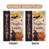 Personalized Halloween Garden Flag, 12x18 Double Sided Yard Flag, Spooky Porch Decor, Custom Family Welcome Sign for Home, Autumn Gift