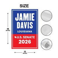 Jamie Davis For Louisiana Senate 2026 Garden Flag, Double Sided, 2026 Senate Flag, Elections Flag, Anti-Trump, Race Red White Blue Flag
