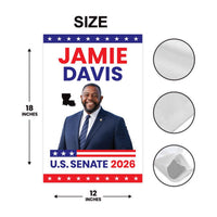 Jamie Davis For Louisiana Senate 2026 Garden Flag, Double Sided, 2026 Senate Flag, Elections Flag, Anti-Trump, Race Red White Blue Flag