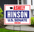 Ashley Hinson For Iowa Senate 2026 Yard Sign, Corrugated Plastic Senate Elections, Race Red White & Blue Yard Sign with Metal H-Stake