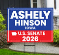 Ashley Hinson For Iowa Senate 2026 Yard Sign, Corrugated Plastic Senate Elections, Race Red White & Blue Yard Sign with Metal H-Stake