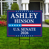 Ashley Hinson For Iowa Senate 2026 Yard Sign, Corrugated Plastic Senate Elections, Race Red White & Blue Yard Sign with Metal H-Stake