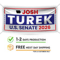 Josh Turek For Iowa U.S. Senate Banner Sign, 13 oz Waterproof US Senate Election 2026, Democrate Vinyl Banner With Metal Grommets