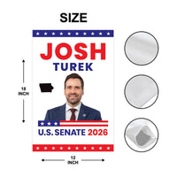 Josh Turek For Iowa Senate 2026 Garden Flag, Double Sided, 2026 Senate Flag, Elections Flag, Anti-Trump, Race Red White Blue Flag