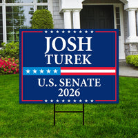 Josh Turek For Iowa Senate 2026 Yard Sign, Corrugated Plastic Senate Elections, Race Red White & Blue Yard Sign with Metal H-Stake