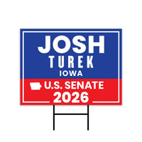Josh Turek For Iowa Senate 2026 Yard Sign, Corrugated Plastic Senate Elections, Race Red White & Blue Yard Sign with Metal H-Stake