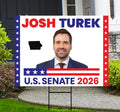Josh Turek For Iowa Senate 2026 Yard Sign, Corrugated Plastic Senate Elections, Race Red White & Blue Yard Sign with Metal H-Stake