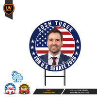 Josh Turek For Iowa Senate 2026 Yard Sign, Corrugated Plastic Senate Elections, Race Red White & Blue Yard Sign with Metal H-Stake