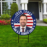 Josh Turek For Iowa Senate 2026 Yard Sign, Corrugated Plastic Senate Elections, Race Red White & Blue Yard Sign with Metal H-Stake