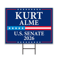 Kurt Alme For Montana Senate 2026 Yard Sign, Corrugated Plastic Senate Elections, Race Red White & Blue Yard Sign with Metal H-Stake