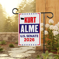 Kurt Alme For Montana Senate 2026 Garden Flag, Double Sided, 2026 Senate Flag, Elections Flag, Anti-Trump, Race Red White Blue Flag