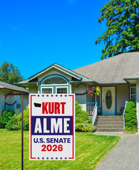Kurt Alme For Montana Senate 2026 Garden Flag, Double Sided, 2026 Senate Flag, Elections Flag, Anti-Trump, Race Red White Blue Flag