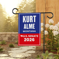 Kurt Alme For Montana Senate 2026 Garden Flag, Double Sided, 2026 Senate Flag, Elections Flag, Anti-Trump, Race Red White Blue Flag