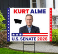 Kurt Alme For Montana Senate 2026 Yard Sign, Corrugated Plastic Senate Elections, Race Red White & Blue Yard Sign with Metal H-Stake