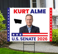 Kurt Alme For Montana Senate 2026 Yard Sign, Corrugated Plastic Senate Elections, Race Red White & Blue Yard Sign with Metal H-Stake