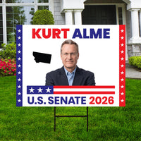 Kurt Alme For Montana Senate 2026 Yard Sign, Corrugated Plastic Senate Elections, Race Red White & Blue Yard Sign with Metal H-Stake