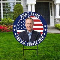 Kurt Alme For Montana Senate 2026 Yard Sign, Corrugated Plastic Senate Elections, Race Red White & Blue Yard Sign with Metal H-Stake