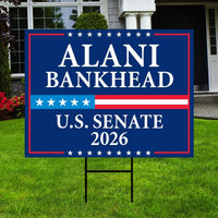 Alani Bankhead For Montana Senate 2026 Yard Sign, Corrugated Plastic Senate Elections, Race Red White & Blue Yard Sign with Metal H-Stake