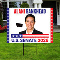Alani Bankhead For Montana Senate 2026 Yard Sign, Corrugated Plastic Senate Elections, Race Red White & Blue Yard Sign with Metal H-Stake