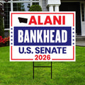 Alani Bankhead For Montana Senate 2026 Yard Sign, Corrugated Plastic Senate Elections, Race Red White & Blue Yard Sign with Metal H-Stake