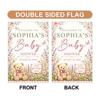 Personalized Wildflower Baby Shower Garden Flag, 12x18 Double Sided Outdoor Decor, Floral Garden Flag, Girl Shower Welcome, Summer Gift