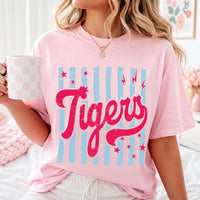 Vintage Varsity Tigers Shirt, Retro Mascot Spirit Tee, Red Blue School Spirit Shirt, Game Day Tiger Fan Outfit, Team Mom Gift for Her