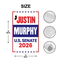 Justin Murphy For New Jersey Senate 2026 Garden Flag, Double Sided, 2026 Senate Flag, Elections Flag, Anti-Trump, Race Red White & Blue Flag