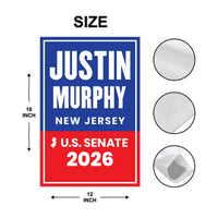 Justin Murphy For New Jersey Senate 2026 Garden Flag, Double Sided, 2026 Senate Flag, Elections Flag, Anti-Trump, Race Red White & Blue Flag