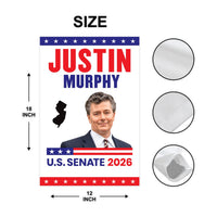 Justin Murphy For New Jersey Senate 2026 Garden Flag, Double Sided, 2026 Senate Flag, Elections Flag, Anti-Trump, Race Red White & Blue Flag