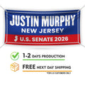 Justin Murphy For New Jersey U.S. Senate Banner Sign, 13 oz Waterproof US Senate Election 2026, Democratic Vinyl Banner With Metal Grommets