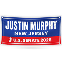 Justin Murphy For New Jersey U.S. Senate Banner Sign, 13 oz Waterproof US Senate Election 2026, Democratic Vinyl Banner With Metal Grommets