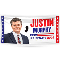 Justin Murphy For New Jersey U.S. Senate Banner Sign, 13 oz Waterproof US Senate Election 2026, Democratic Vinyl Banner With Metal Grommets