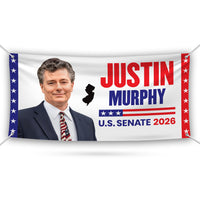Justin Murphy For New Jersey U.S. Senate Banner Sign, 13 oz Waterproof US Senate Election 2026, Democratic Vinyl Banner With Metal Grommets