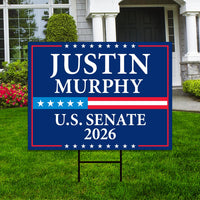 Justin Murphy For New Jersey Senate 2026 Yard Sign, Corrugated Plastic Senate Elections, Race Red White & Blue Yard Sign with Metal H-Stake