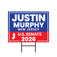 Justin Murphy For New Jersey Senate 2026 Yard Sign, Corrugated Plastic Senate Elections, Race Red White & Blue Yard Sign with Metal H-Stake
