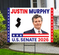 Justin Murphy For New Jersey Senate 2026 Yard Sign, Corrugated Plastic Senate Elections, Race Red White & Blue Yard Sign with Metal H-Stake