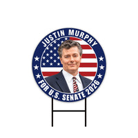 Justin Murphy For New Jersey Senate 2026 Yard Sign, Corrugated Plastic Senate Elections, Race Red White & Blue Yard Sign with Metal H-Stake