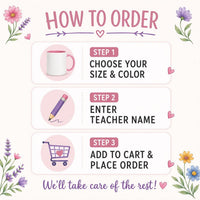 Personalized Teacher Coffee Mug, Teacher Name Ceramic Mug, Floral Classroom Coffee Cup, Teacher Desk Mug, Teacher Appreciation Gift