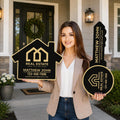 2 Pack Personalized Real Estate Marketing Closing Signs, Customized Realtor Social Media Photo Props, Realtor Key, Custom House Shaped Sign