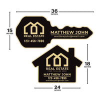 2 Pack Personalized Real Estate Marketing Closing Signs, Customized Realtor Social Media Photo Props, Realtor Key, Custom House Shaped Sign