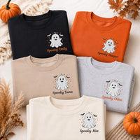 Personalized Halloween Embroidered Sweatshirt, Custom Name Ghost Hoodie, Cute Spooky Shirt, Festive Shirt for Women, Unique Fall Gift
