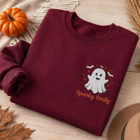 Personalized Halloween Embroidered Sweatshirt, Custom Name Ghost Hoodie, Cute Spooky Shirt, Festive Shirt for Women, Unique Fall Gift