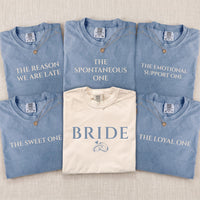 Personalized Bride or Bridesmaid Tee, Custom Friend Role Shirt, Bachelorette Top, Bridal Party Outfit, Wedding Gift