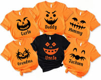 Personalized Halloween Family Shirt, Custom Pumpkin Face Tee, Matching Spooky Group Outfit, Mom Dad Kids Halloween Top, Costume Party Gift