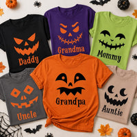 Personalized Halloween Family Shirt, Custom Pumpkin Face Tee, Matching Spooky Group Outfit, Mom Dad Kids Halloween Top, Costume Party Gift